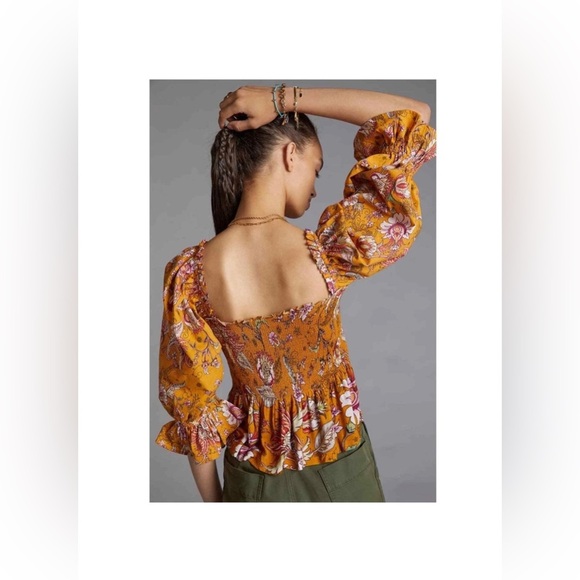 Anthropologie conditions apply sweetheart smocked boho fairy cottage small puff - Picture 3 of 11